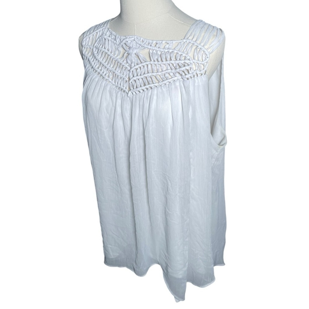 Addition Elle 24 Blouse 3X Sleeveless White Bridal Tunic Layer Tops Contemporary